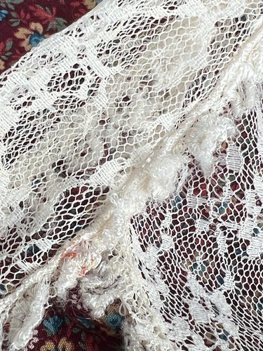 Vintage 70s Diane von Furstenberg Dress Girls 8 Lace Red Floral Cottagecore - Picture 9 of 19