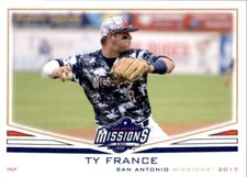 2017 San Antonio Missions Grandstand 5 Ty France Downey California Baseball Card