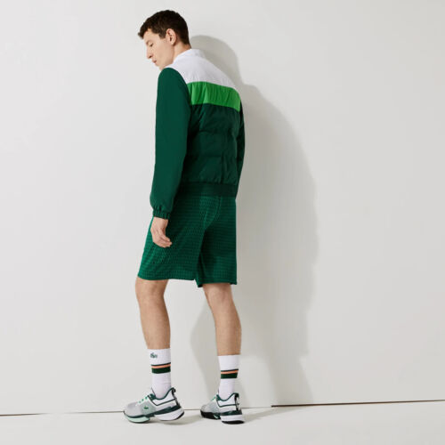 Lacoste Herren Gesteppt Wasserfest Jacke Grün/Weiß Isoliert Größe L Neu W TG - Bild 3 von 5