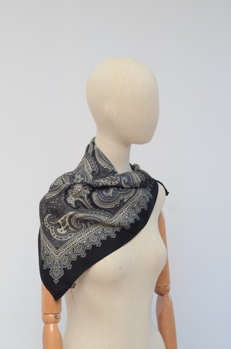 Sciarpa di seta ETRO Milano unisex uomo donna nero grigio Made in Italy - Foto 4 di 16