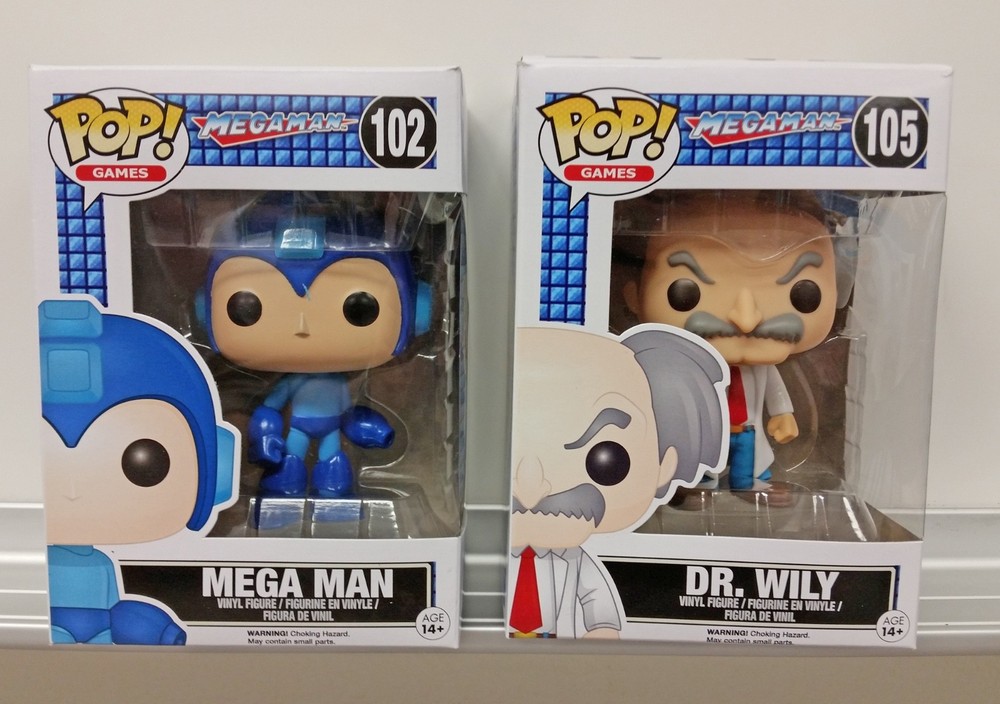 Funko Pop Mega Man & Dr Wily Vinyl Figures #102 #105 with Box Protectors Nintendo