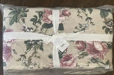Pottery Barn Adelise Floral Cotton Linen Reversible King Quilt  French Country