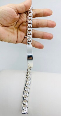 925 Sterling Silver ID Bracelet miami cuban - Pulsera de hombre de