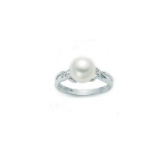 Anello Miluna Donna Oro Bianco 18KT Perla Bianca Diamanti Laterali _PLI1093 N 15