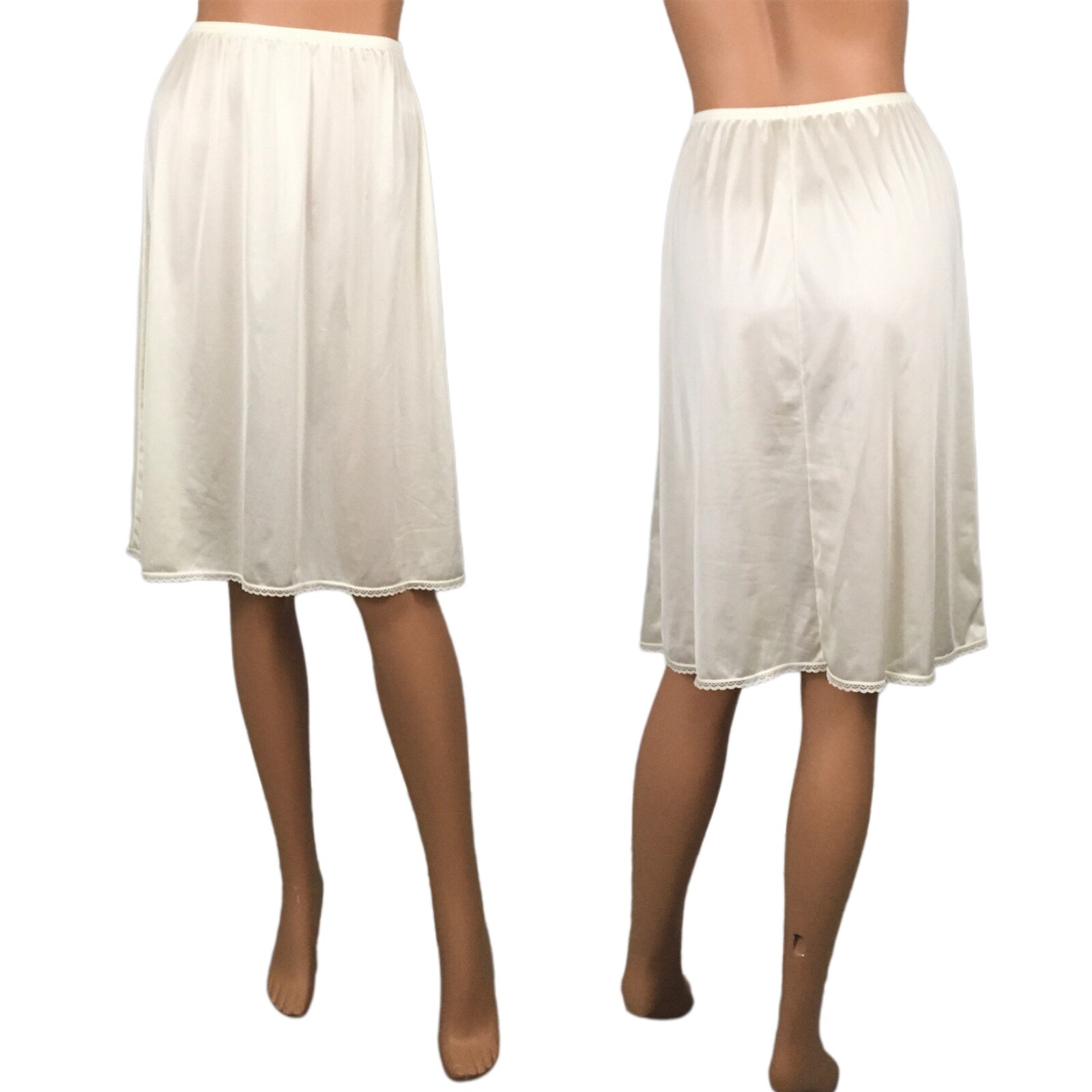 Vintage 80’s Half Slip Vanity Fair Cream Lace Nylon W… Gem