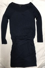Banana Republic Long Sleeve Mini Dress Scrunched Sides Navy Blue Stretchy Size S