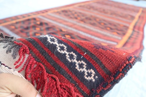 4'4x10'6 ft Wide Runner Rug, Afghan Flatweave Hallway Rug, Handmade Kilim Rug - Picture 3 of 16