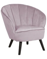Sessel Samtstoff Rosa Muschelform Mit Holzbeinen Dunkelbraun Retro Galmour Dala