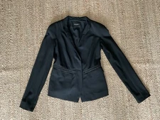 Narciso Rodriguez Black Wool Blazer/ Leather Trim 6 