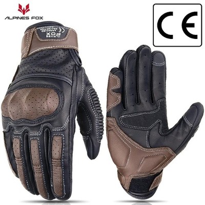 ALPINES Leder Motorradhandschuhe CE Zertifizierung Touchscreen Antirutsch Retro