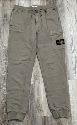 Stone Island Mens Sweatpants Size L Tan Big Side Logo Joggers 