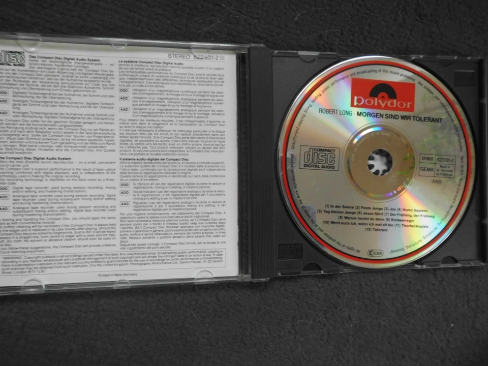 CD Robert Long - Morgen sind wir tolerant, Polydor 1984, sehr guter Zustand - Bild 2 von 3
