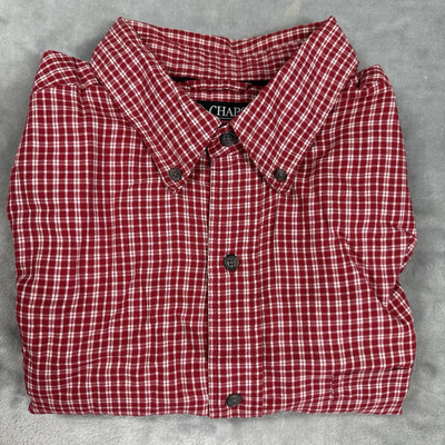 Chaps Shirt Mens Large Long Sleeve Button Down Red Plaid