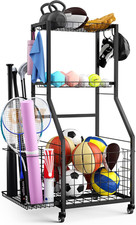 Sports Equipment Garage Organizer,Garage Ball Storage Rack for Sports with Wheel