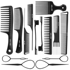 SALONSILK Women Hair Comb Set - 14PCS Wide Tooth Rat Tail Styling Combs Pick