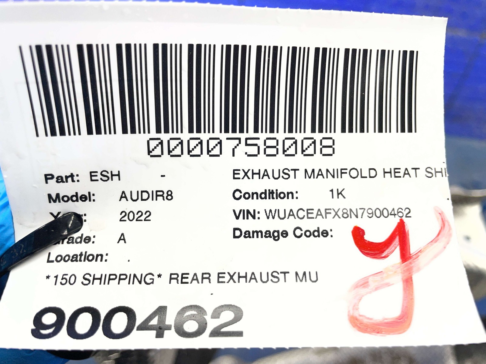 2017-2023 AUDI R8 V10 4S REAR EXHAUST MUFFLER HEAT SHIELD 4S0825716C