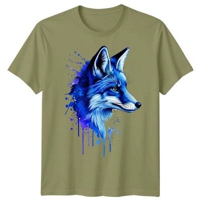 Blue Fox Splash Art Tiere Fuchs Herren T-Shirt Damen Tee Grafik Unisex Tee