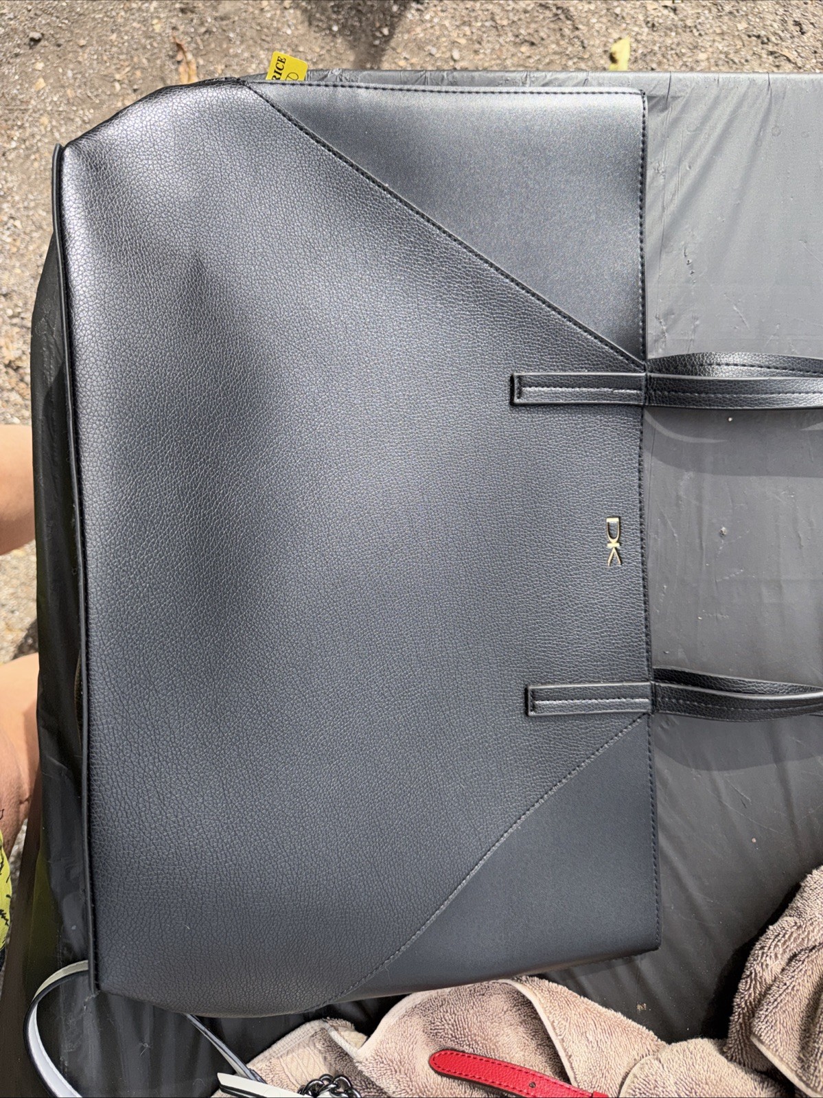 Donna Karan Solid Black Leather Tote Handbag - image 4