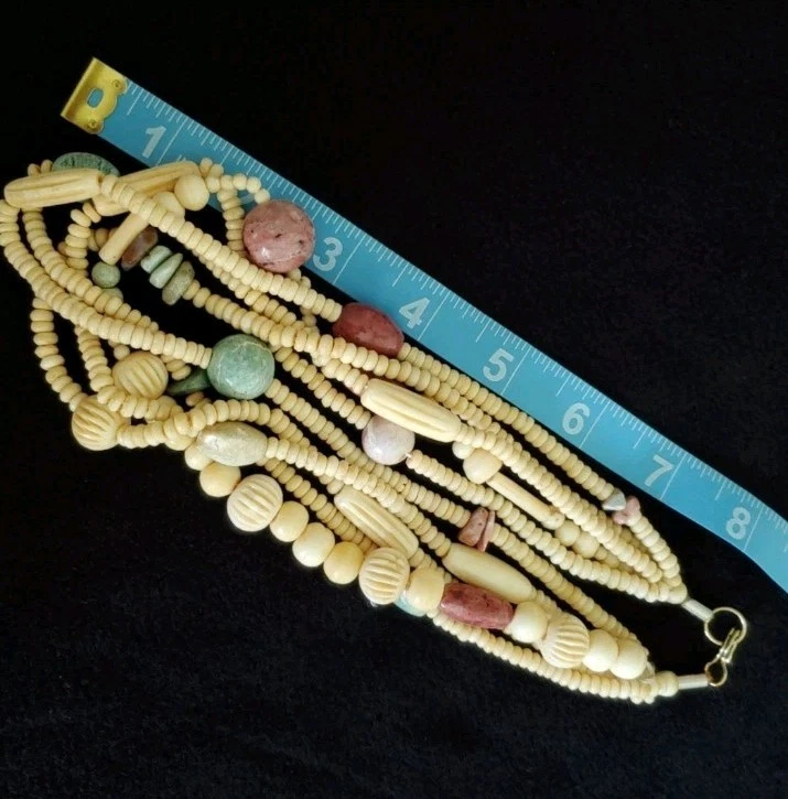 Collar Talbots Marfil Torsade Rodonita Prehnita 17 Pulgadas Foto 2 de 4