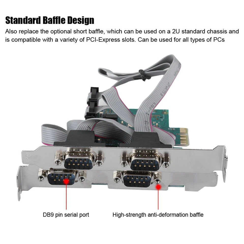 PCIE 4-Port RS232 Serial Port PCIE To RS232 4 Port Serial Port Converter PCI - Image 2 of 4