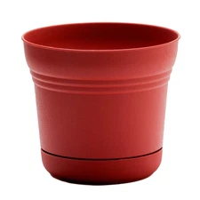 12" burnt red round planter pot with saucer for indoor/outdoor