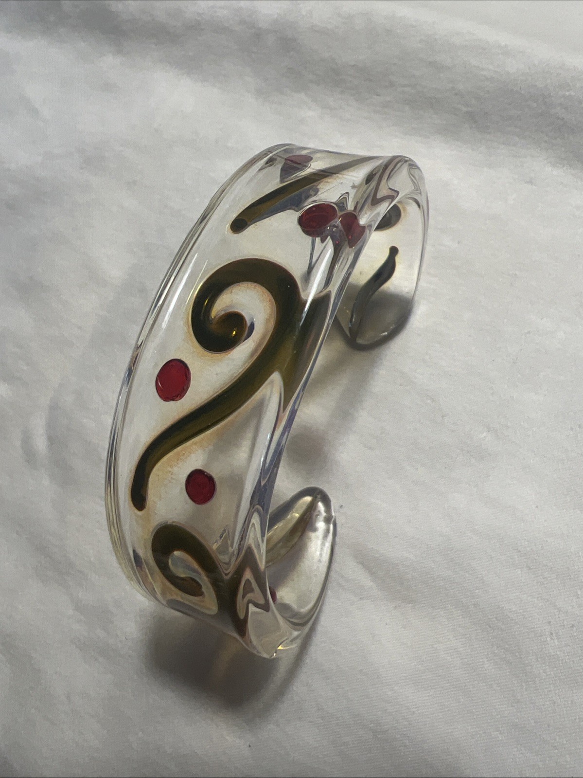 Multi colored Blown Glass Cuff Bangle Bracelet - image 1