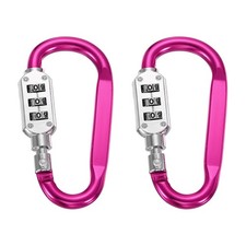 2PCS 3 Inch Length Combination Lock 3 Dial Digit Combo D-Ring Locking Rose Red
