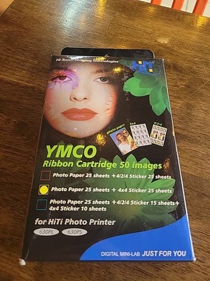 Hi-Touch Imaging YMCO Ribbon Cartridge 25 4x4 Photo paper 50 Sheets T