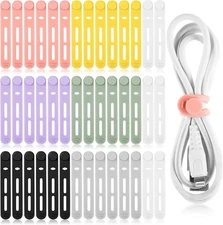 42 Pcs Silicone Cable Ties Reusable Cord Straps Multipurpose Elastic Cable Organ