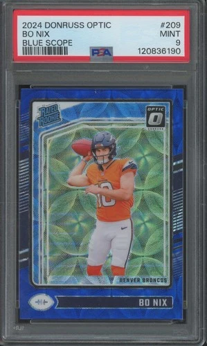 2024 Panini Donruss Optic Blue Scope Rated Rookie #209 Bo Nix RC Mint PSA 9