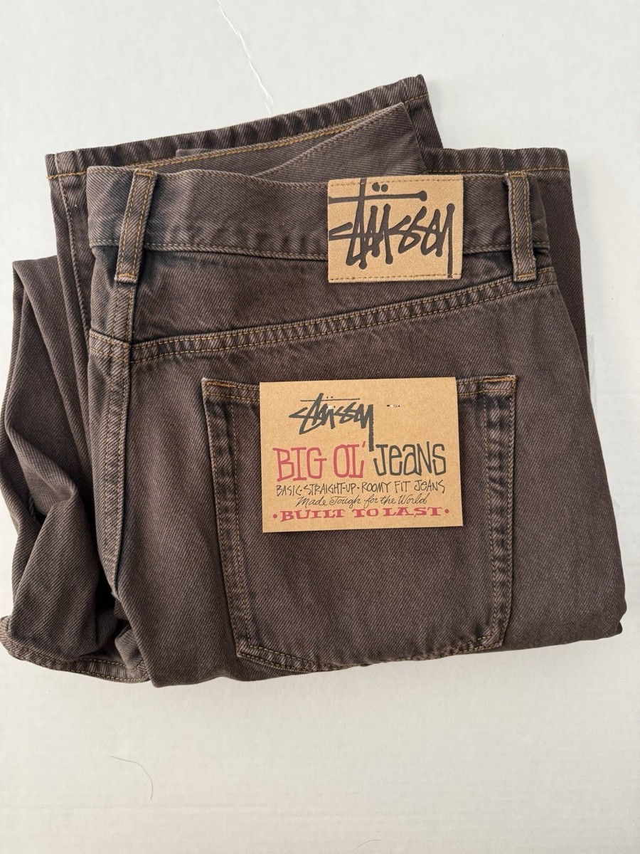 Stussy Big Ol Jeans Denim Resin Brown Wash Size 34 Brand New With