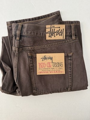 Stussy Big Ol Jeans Denim Resin Brown Wash Size 34 Brand New With