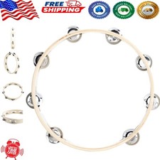 10-Inch Birch Tambourine Ring with Metal Jingles - Perfect for Parties Music