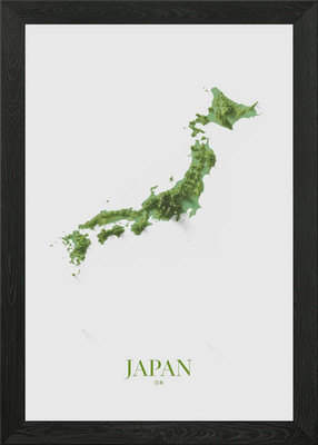 Japan schattierte Relief Karte gerahmt Wandbild Poster Leinwanddruck Bild