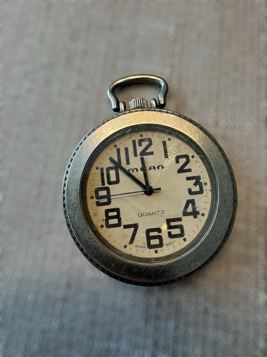 Vintage Milan Quartz Pocket Watch Japan Movement Untested As-Is