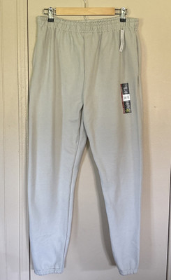 NWT ATHLETIC WORKS Size M Soft Light Gray Fleece Sweatpants, Side Pockets NEW