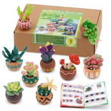 Yizzvb Needle Felting Kit, 9 Pcs Succulent Needle Felt Beginner Kits, Wool Fe...