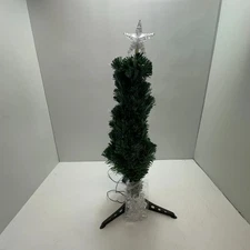 Goplus 3FT Pre-Lit Fiber Optic Christmas Tree Multicolor LED Lights Snowflakes