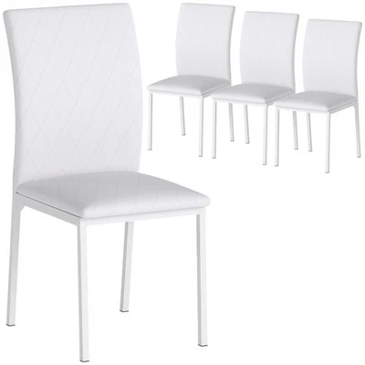 HOMCOM Lot de 4 chaises de salle à manger 50x41x91cm Blanc - Photo 1/4