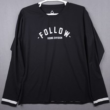 Follow Riding Division Long Sleeve Rash Guard Shirt Mens XXL Black White Graphic