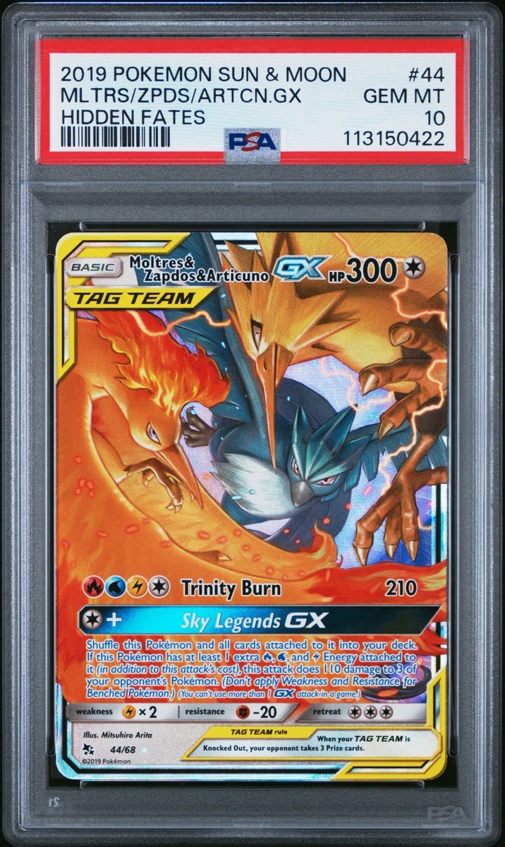 ポケモンカードゲーム MOLTRES & ZAPDOS & AUNO GX PSA10 PSA 10 Moltres & Zapdos & Articuno GX 44/68 Pokemon S&M Hidden
