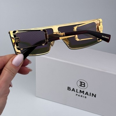 Balmain WONDER BOY III BPS-127C 145mm Gold & Red Shield New Unisex Sunglasses. Balmain Women Sunglasses Gold Red Brown Shield WONDER BOY  main image 4