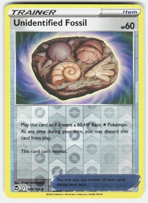 UNIDENTIFIED FOSSIL 165/195 UNCOMMON SILVER TEMPEST POKEMON REVERSE HOLO NM/M