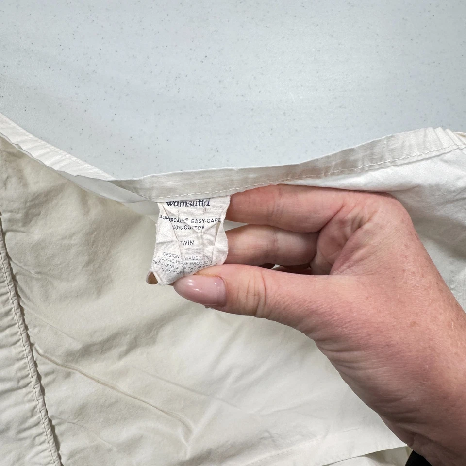 Sábana plana vintage wamsutta doble floral algodón blanco mcm retro ee. uu. Foto 3 de 4