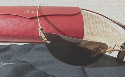Cartier Rimless Sunglasses Eyewear Panthère de Cartier Gold w/Case