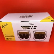 JOY JOLT DISNEY MICKEY MOUSE PANTS AND MINNIE MOUSE SKIRT DOUBLE WALLED GLASSES