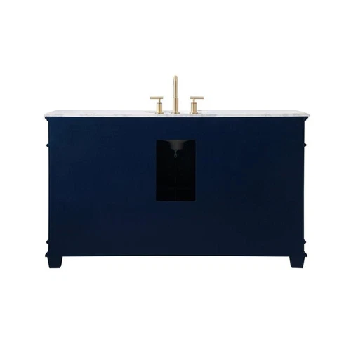 Elegant Decor Wesley 60" Solid Wood MDF Steel Single Bathroom Vanity Set in Blue - Picture 3 of 5