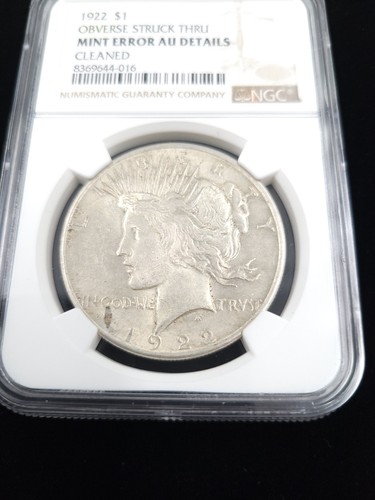 Mint Error 1922 Peace Silver Dollar OBV Struck Thru NGC Graded - Picture 4 of 11
