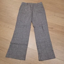 TRINA TURK Linen Blend Wide Leg Dress Pants Women's Size 4 Brown Made In USA