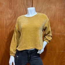 Old Navy Girls XL 14-16 Chenille Sweater Mustard Yellow Crew Neck Cozy
